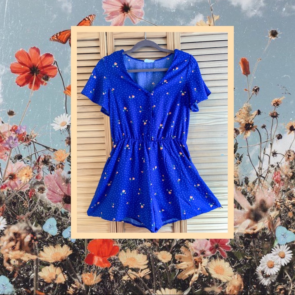 Spring/ Summer Blue Floral Romper